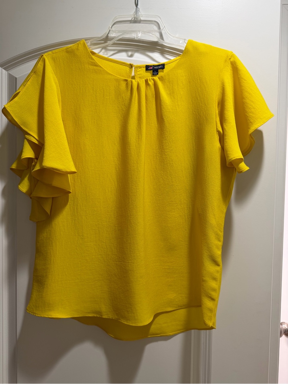 Michele Canary Yellow Ruffle Sleeve Blouse